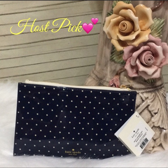 Kate Spade New York Navy Larabee Dot Pencil Pouch - Picture 1 of 6